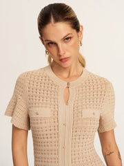 Short Sleeve Crochet Knit Mermaid Maxi Dress