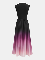 Sleeveless Pleated Gradient Midi Dress