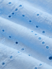 Square Neck Cotton Eyelet Embroidery Maxi Dress