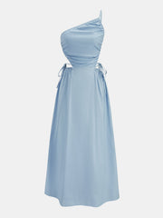 Cutout Tie-Side Cotton Linen Midi Dress