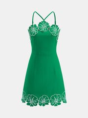 Cotton Floral Embroidered Cami Mini Dress