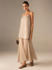 2 in 1 Semi-Sheer Chiffon Cami Maxi Dress