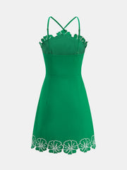 Cotton Floral Embroidered Cami Mini Dress