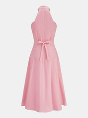 Crisscross Halter Cotton Linen Maxi Dress