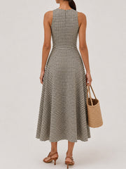 Textured Striped Sleeveless Asymmetrical Dress