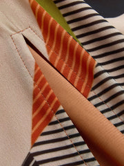 Color Block Striped Asymmetric Midi Dress