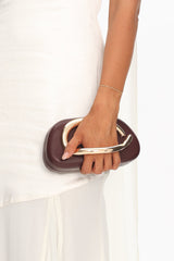 Amarita Gold Handle Clutch Wine