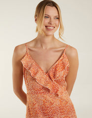 Ruffle Wrap Front Cami Mini Dress