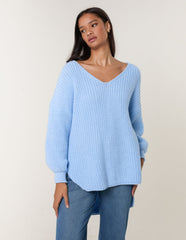 V Neck Chunky Jumper