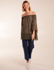 Crochet Detailed Bardot Top