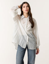 Diamante Detailed Shirt With Vertical Stripes