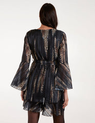 Metallic Wrap Over Dress