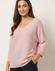 Metallic V Neck Knitted Ripple Jumper