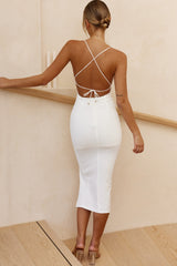 Bahamas Strappy Back Front Split Midi Dress White