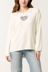 Heart Sequin Cut And Sew Top