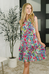 Coral Sands Collared Tank Dress in Light Floral Paisley