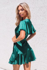 Satin Butterfly Dress - Emerald Green