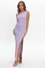 Daleela Asymmetric Neckline Maxi Dress Lilac