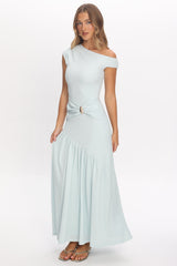 Bellarose Asymmetric Neckline Maxi Dress Light Blue