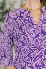 Lizzy Sunday Dress in Purple Paisley- 3/3/2026 NEW