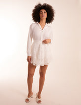 White Embroidered Mesh Skirt