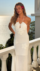 Elodie Crotchet Maxi Dress - White