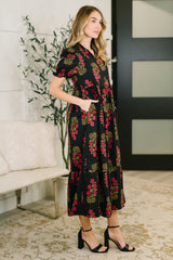 Quiet Life Notch Neck Tiered Dress in Black