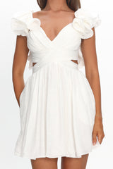 Adagio Lace-Up Back Mini Dress Off White