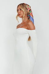 Briar Off-Shoulder Knit Midi Dress Off White