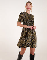 Shirred Front Puff Sleeve Mini Dress