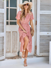 CHARLIE SHORT SLEEVE SPOT MIDI DRESS - SALMON