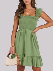 Smocked Ruffle Hem Mini Dress