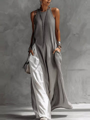 Two-Tone Sleeveless Maxi Dress