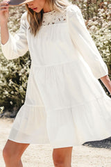 3/4 Sleeve Tiered Mini Dress