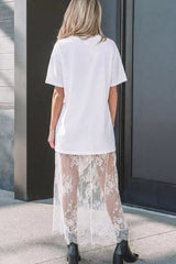 Lace Patchwork Casual T-Shirt Dress