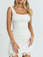 Crochet Wide Strap Mini Dress