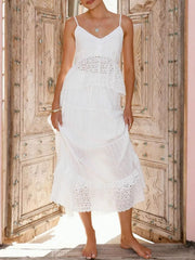 Eyelet V-Neck Cami and Skirt Set