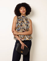 Sleeveless Watercolour Puff Hem Blouse