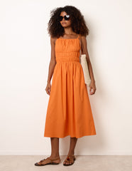 Ruched Binding Strappy Midi Dress