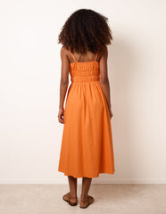 Ruched Binding Strappy Midi Dress