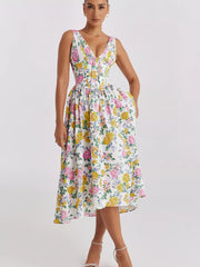 V-Neck Sleeveless Midi Dress