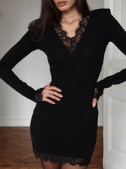 Lace Trim Bodycon Mini Dress