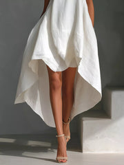 High-Low Round Neck Sleeveless Dress