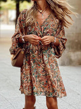 Paisley Print Balloon Sleeve Mini Dress