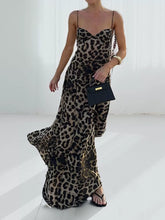 Leopard Sweetheart Neck Maxi Dress