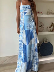 Bow Cutout Back Square Neck Maxi Dress
