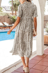 Leopard Print Button-Down Midi Dress