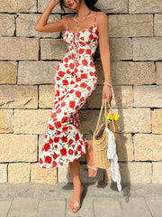 Floral Print Tie-Front Midi Dress