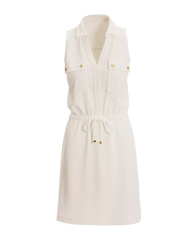 Beyond Travel Chic Drawstring Utility Dress Ivory Coast