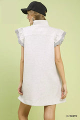 Umgee Zip-Neck Flutter Sleeve Dress